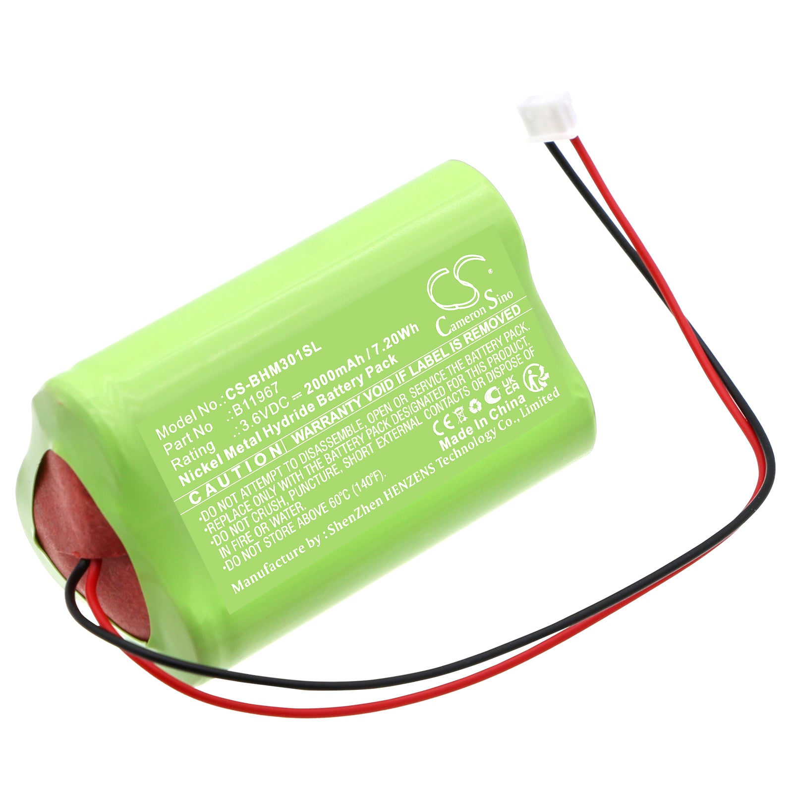 2000mAh Replacement Battery for Bacharach Medigas PM 3010 N2O Monitor, Ni-MH 3.6V, 7.20Wh
