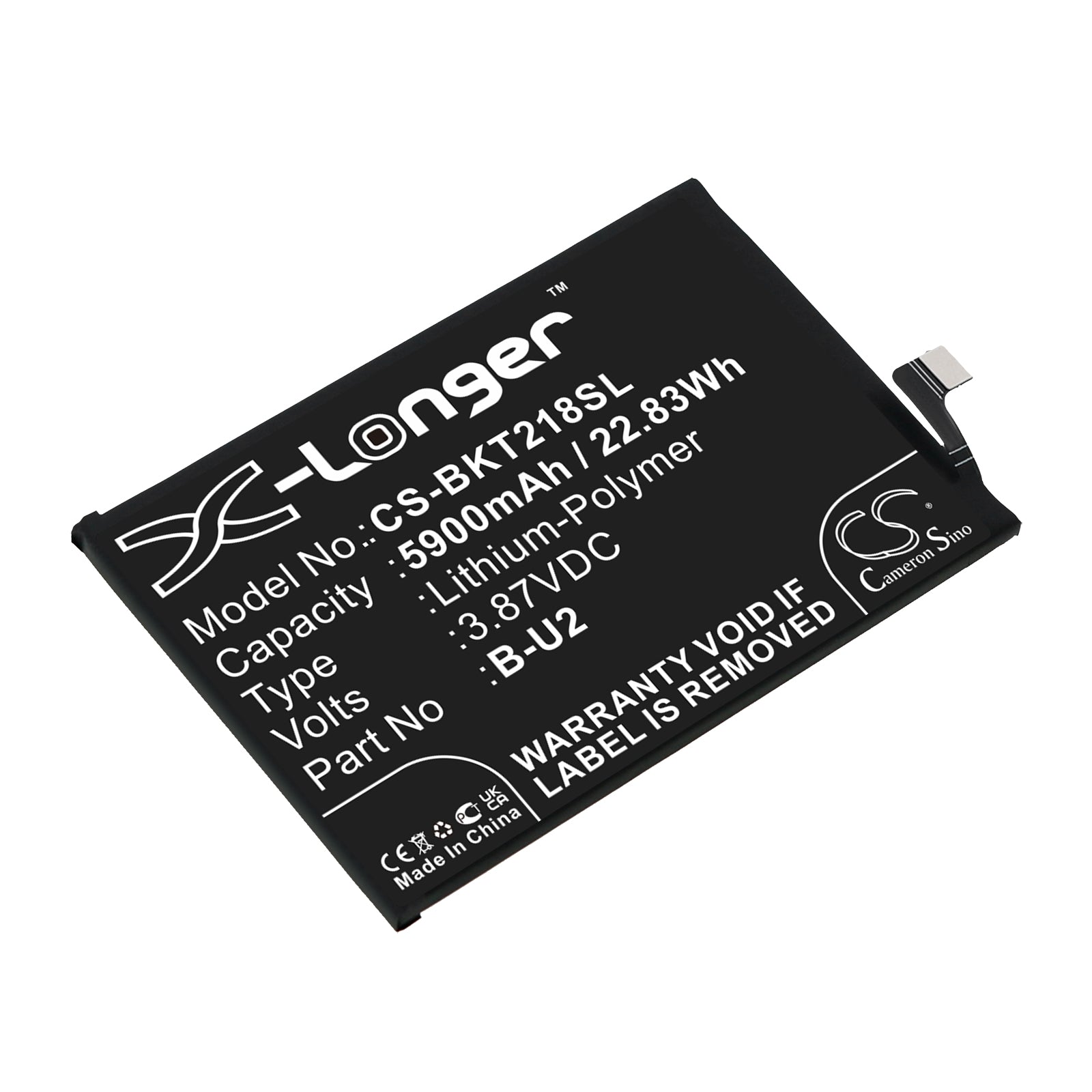 5900mAh Replacement Battery for VIVO T2x (V2188A) Smartphone - B-U2, 3.87V Li-Polymer - Extended Life
