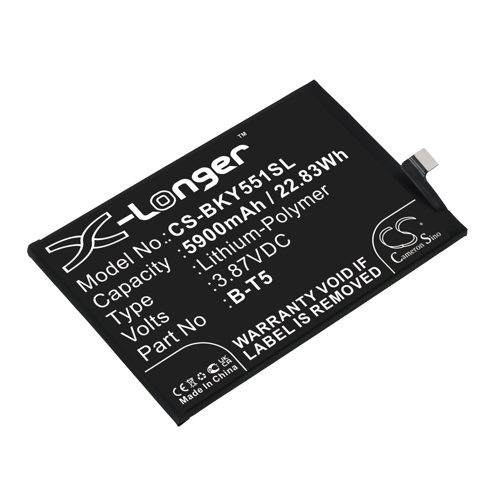 5900mAh Extended Life Replacement Battery for VIVO Y55s/Y55s 5G (2021) V2164A Smartphone - B-T5 Model
