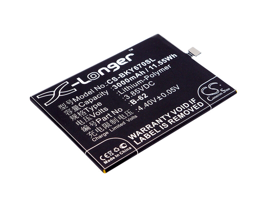 3000mAh Replacement Battery for VIVO Y67, Y67L, V5s - 3.85V Li-Polymer, Dual SIM Compatibility
