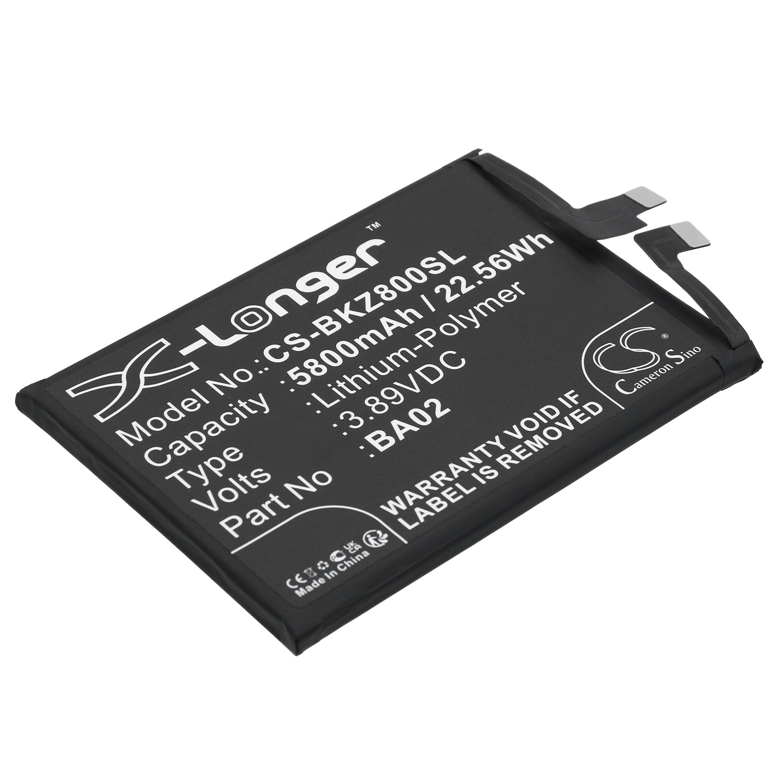 5800mAh Replacement Battery for VIVO IQOO Z8X, BA02 Model - 3.89V Li-Polymer Cell
