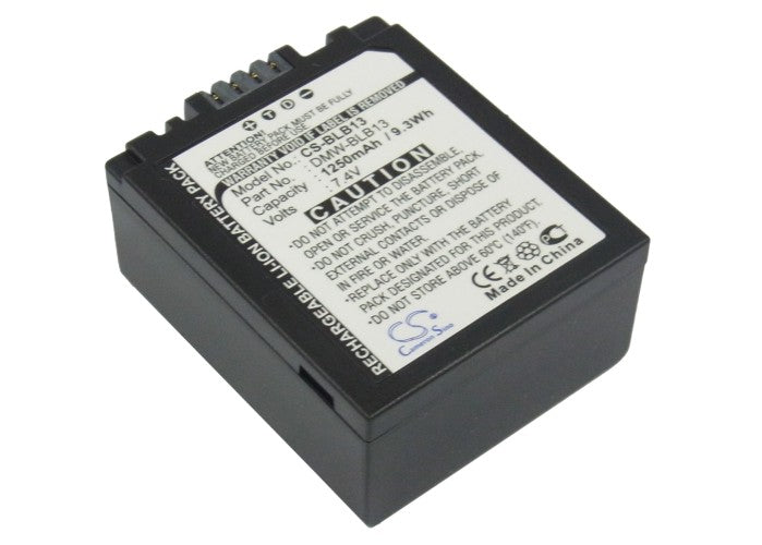 7.4V 1250mAh Li-ion Replacement Battery for Panasonic Lumix DMC-G1 GF1 GH1 Cameras - DMW-BLB13 Compatible
