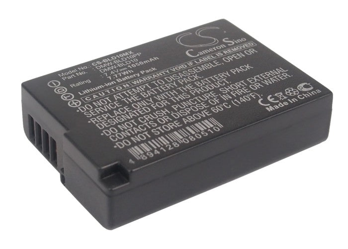 1050mAh Replacement Battery for Panasonic Lumix DMC-GF2, G3, GX1 Cameras (7.4V 7.77Wh Li-ion)
