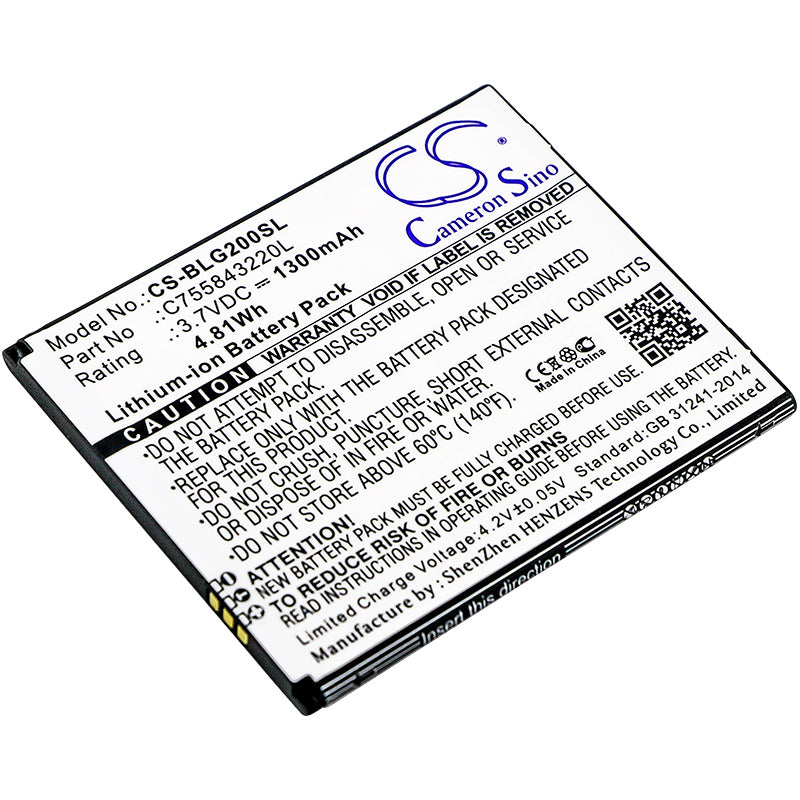 1300mAh Replacement Battery for BLU Studio G2 Plus, Studio G HD LTE - S010Q, S0250UU - 3.7V Li-ion
