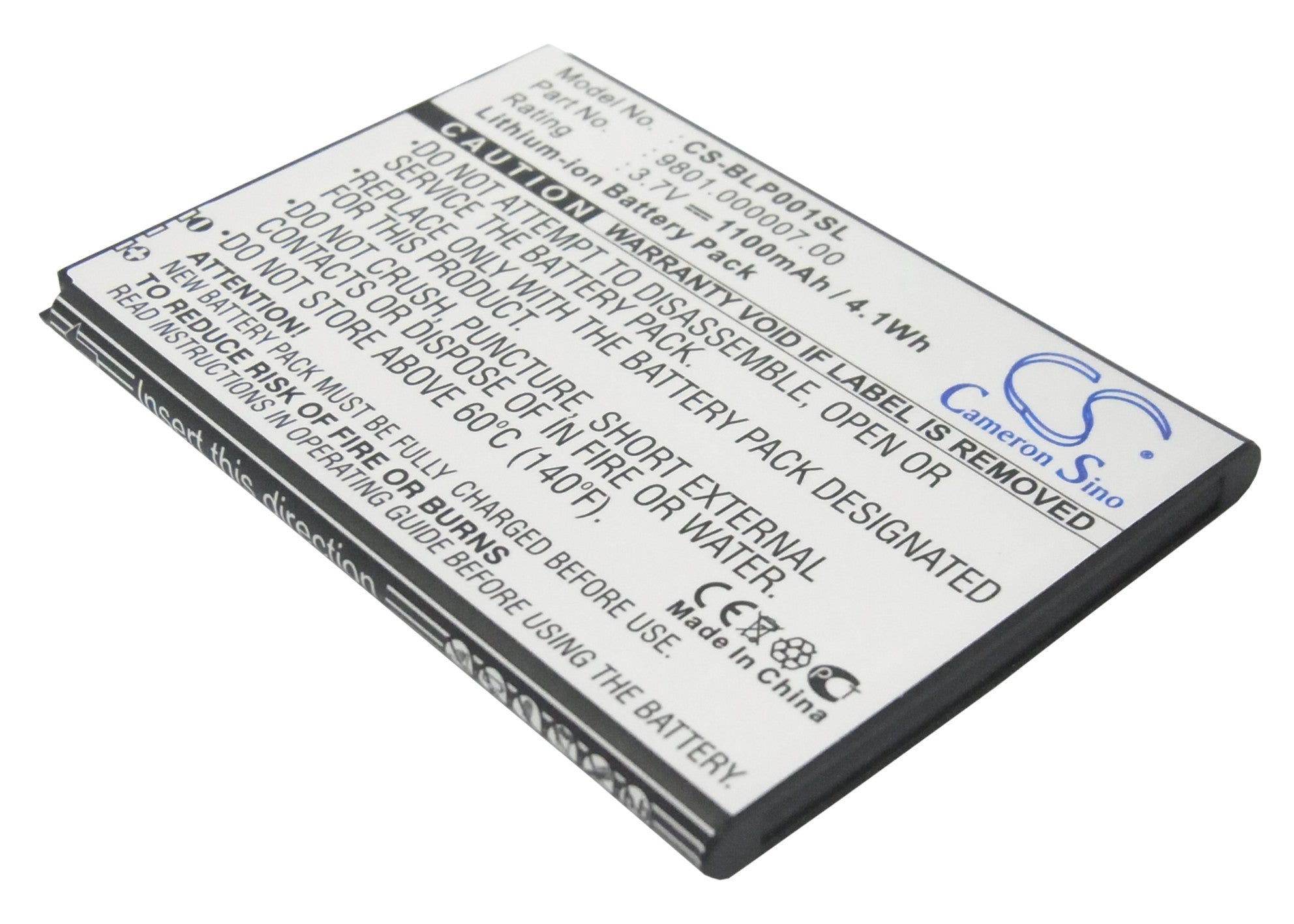 Blaupunkt America Mobile Smartphone Battery - 1100mAh, 3.7V Li-ion Replacement - 64.5x46x4.5mm
