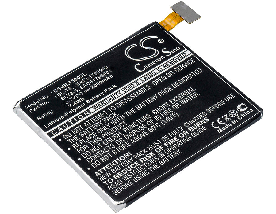 2000mAh Replacement Battery for LG Optimus Vu, Sketch, Intuition (BL-T3) - 3.7V Li-Polymer - Phone Repair
