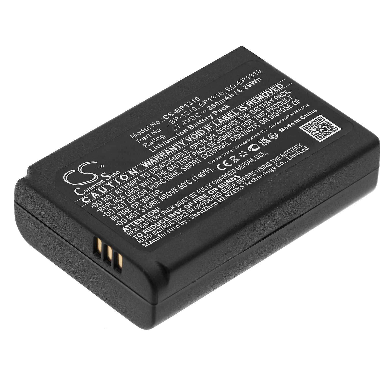 850mAh Replacement Battery for Samsung NX Series Cameras: 7.4V Li-ion, Compatible with NX10, NX5, NX100, NX20, BP-1310
