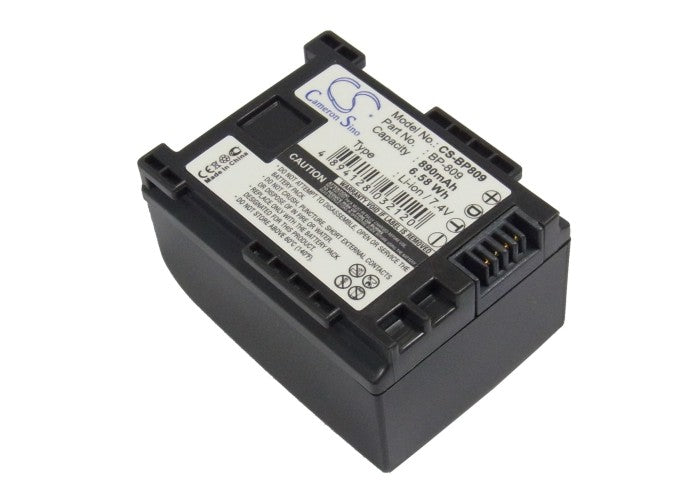 890mAh Li-ion Replacement Battery for Canon Vixia HF & HG Camcorders, 7.4V, BP-809 Compatible
