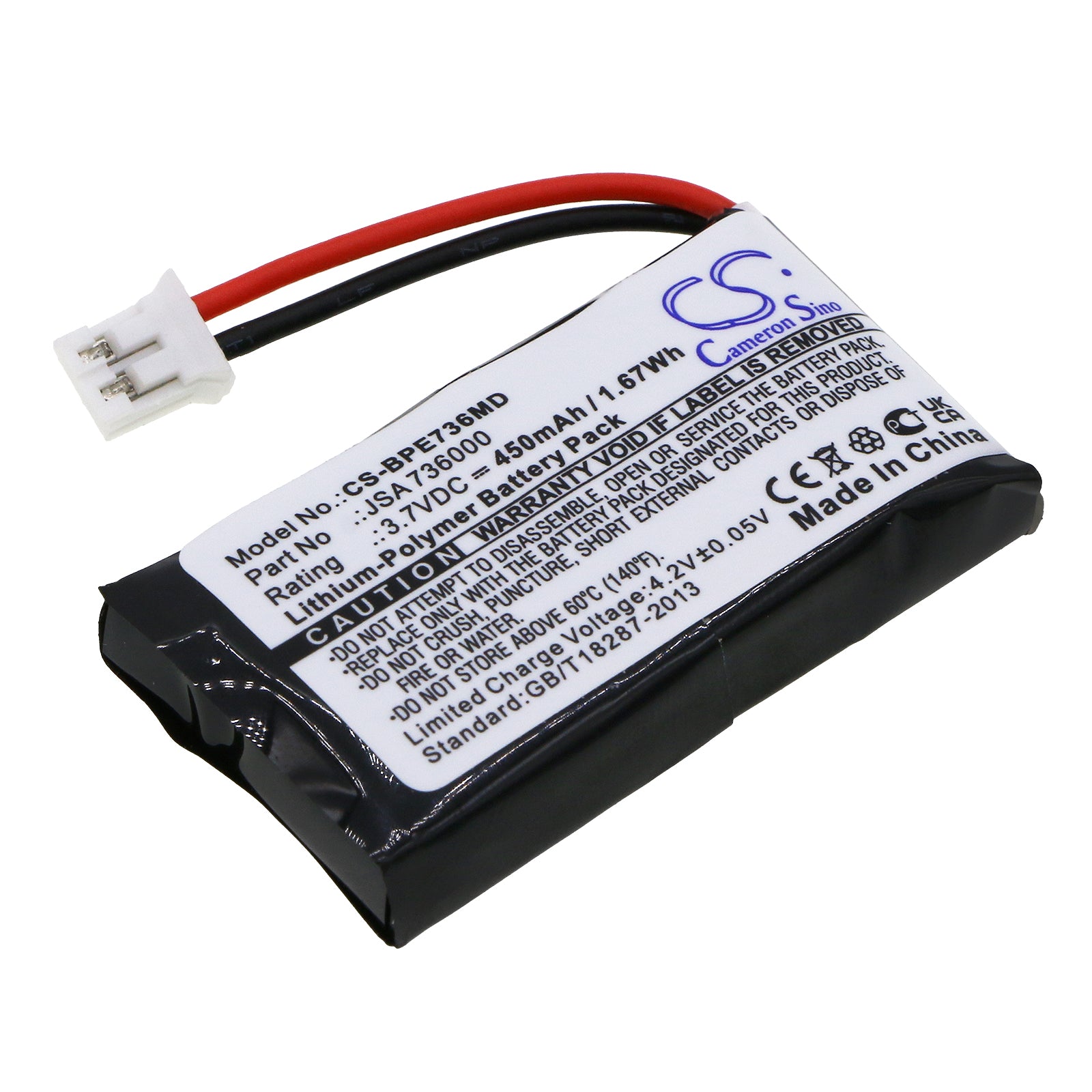 450mAh 3.7V Li-Polymer Battery - Biohit Picus & NxT Multichannel Pipette Replacement (SA 736000 Compatible)
