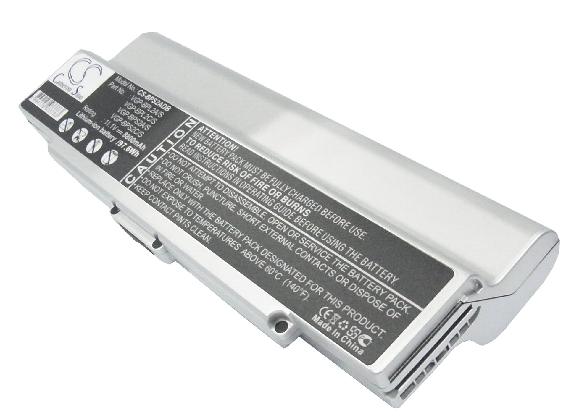 8800mAh Laptop Battery for Sony VAIO VGN - 11.1V Li-ion Replacement - VGP-BPL2A/S, VGP-BPS2A/S

