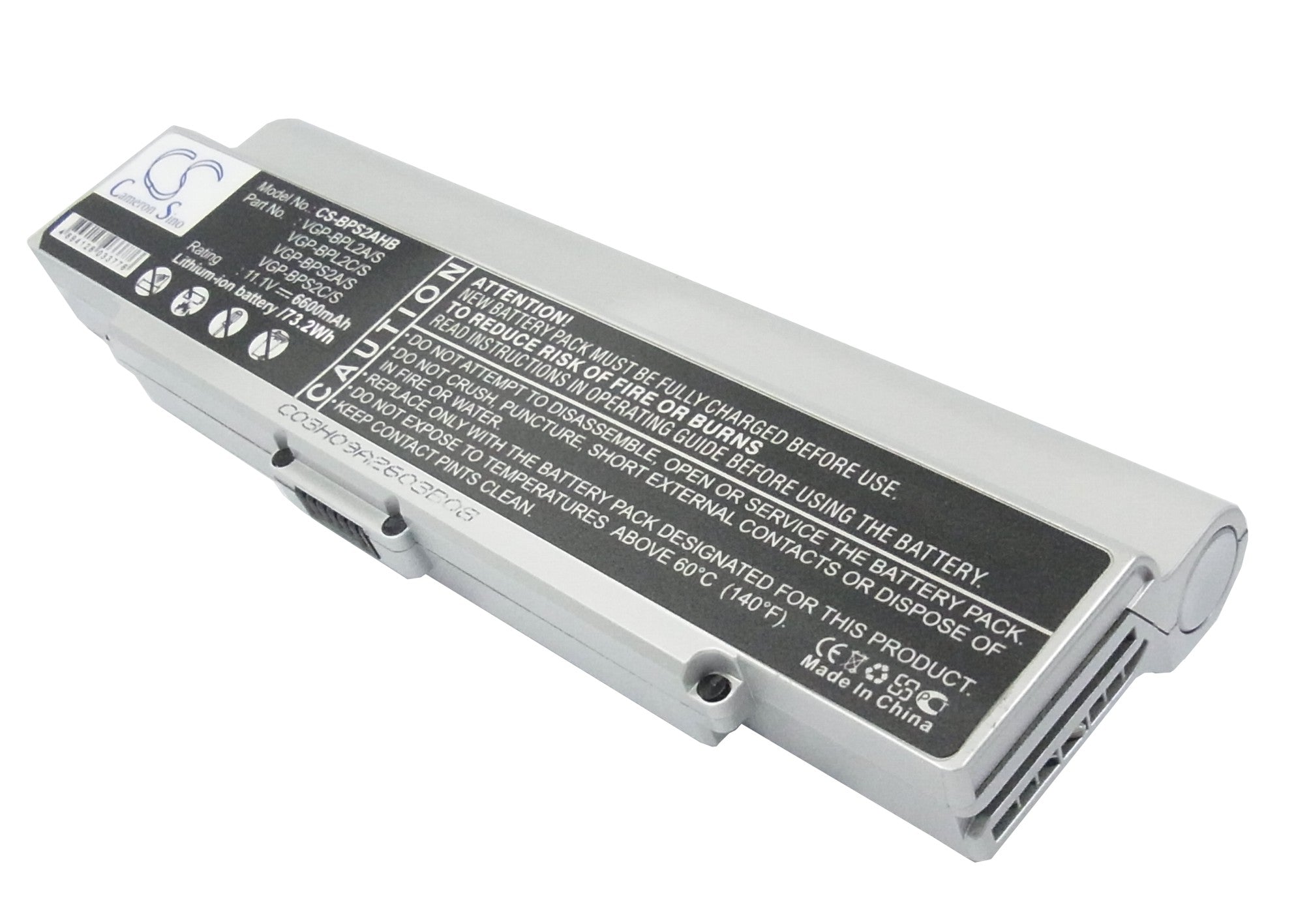 6600mAh Li-ion Battery for Sony VAIO VGN-C & N Series Laptops - 11.1V (Replaces VGP-BPL2A/S, VGP-BPS2A/S)
