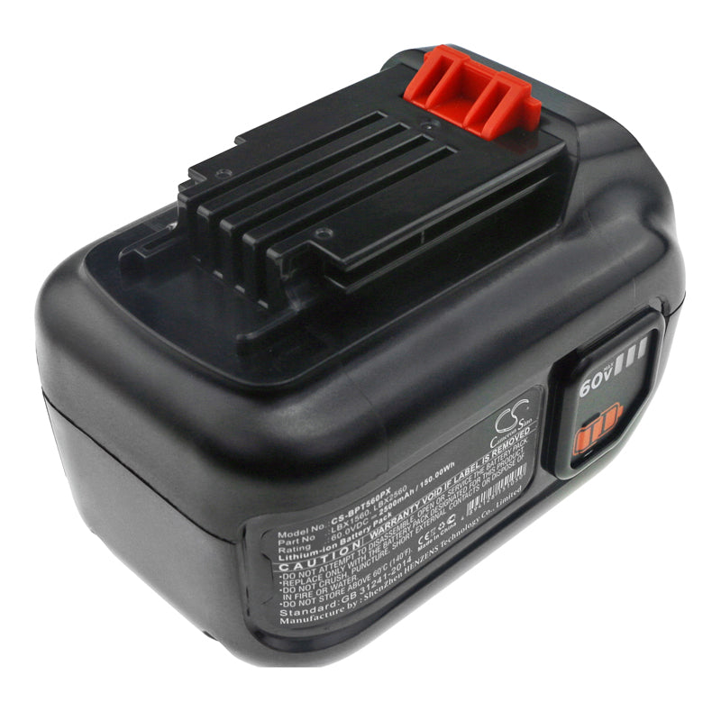 2500mAh 60V Li-ion Replacement Battery for Black & Decker LSW60C & LHT360CFF Lawn Tools
