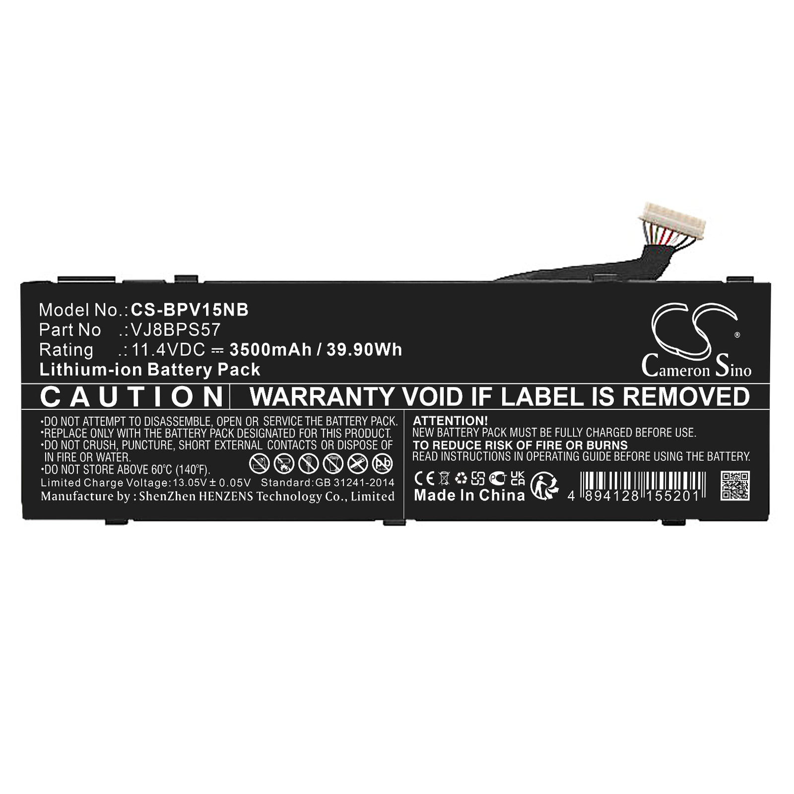 3500mAh Replacement Battery for Sony VAIO S15 2019 Notebook - 11.4V 39.90Wh Li-ion, VJ8BPS57 Compatible
