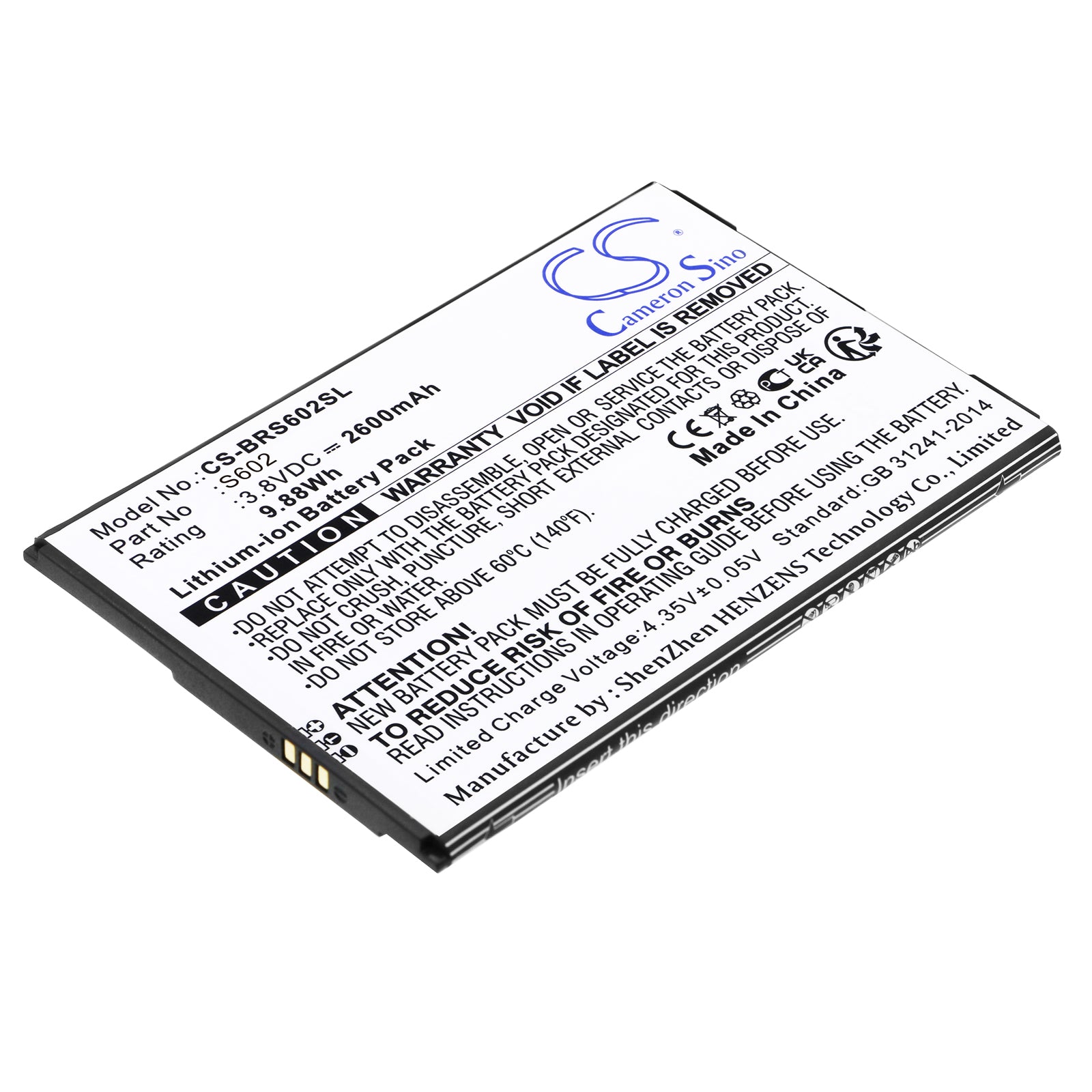 2600mAh Replacement Battery for Brondi Amico Smartphone XL & S602 - 3.8V Li-ion Power Upgrade
