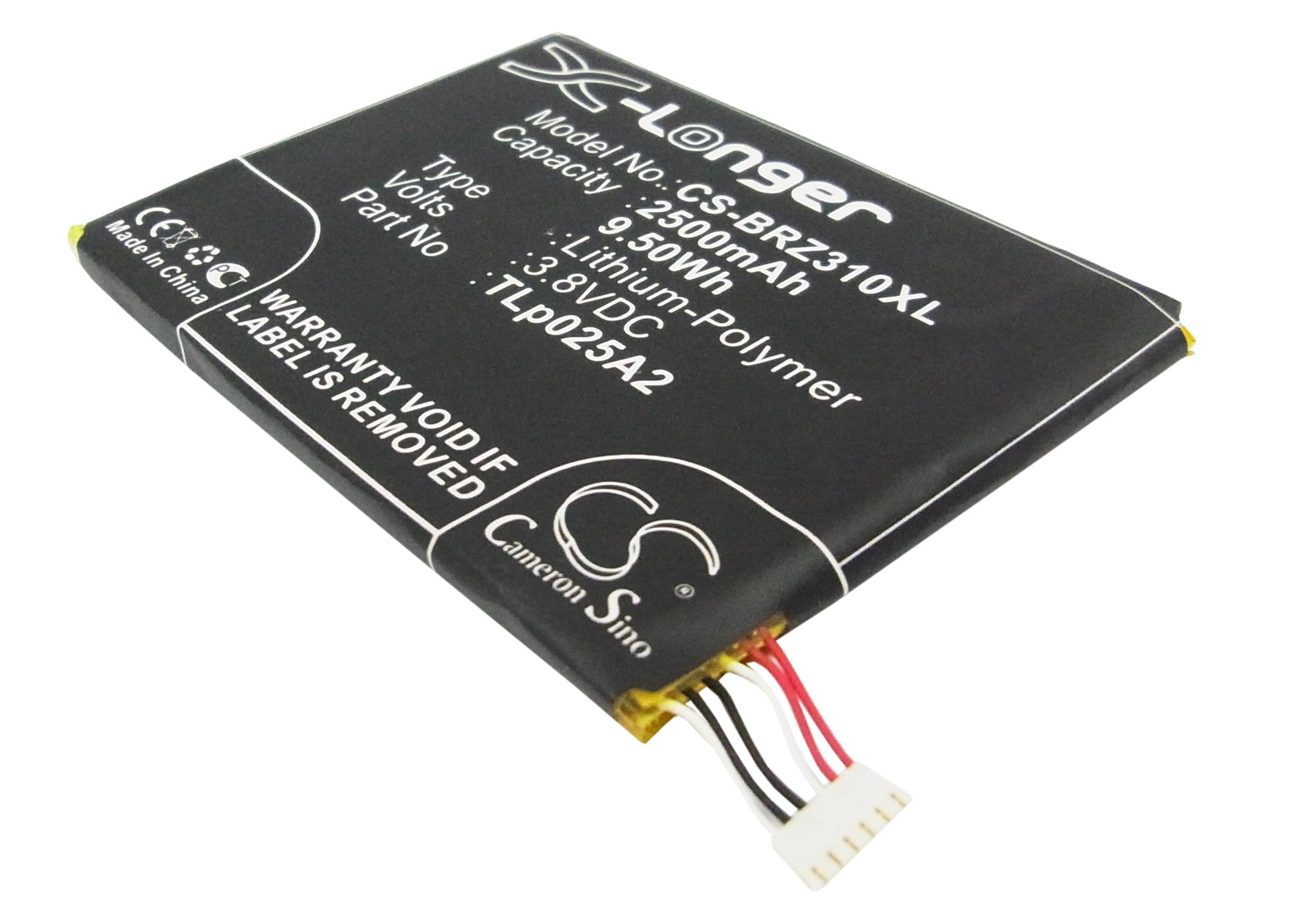 2500mAh Replacement Battery for Blackberry Z3 STJ100-1, 3.8V Li-Polymer - TLp025A2 FIH435573
