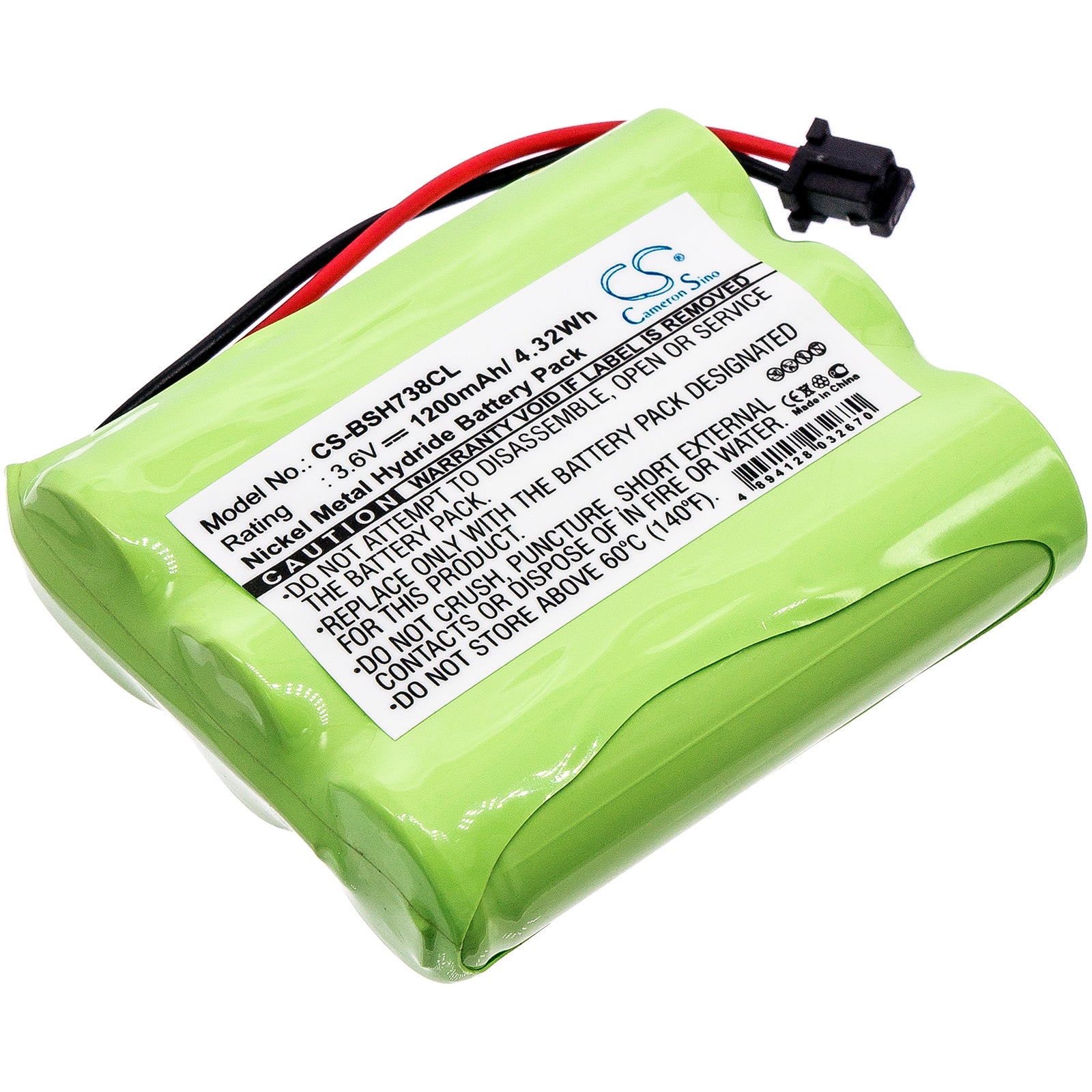1200mAh Ni-MH 3.6V Cordless Phone Battery for Bosch CT-COM & CT-XTAM - 50.46x40.32x14.54mm Replacement Battery Pack
