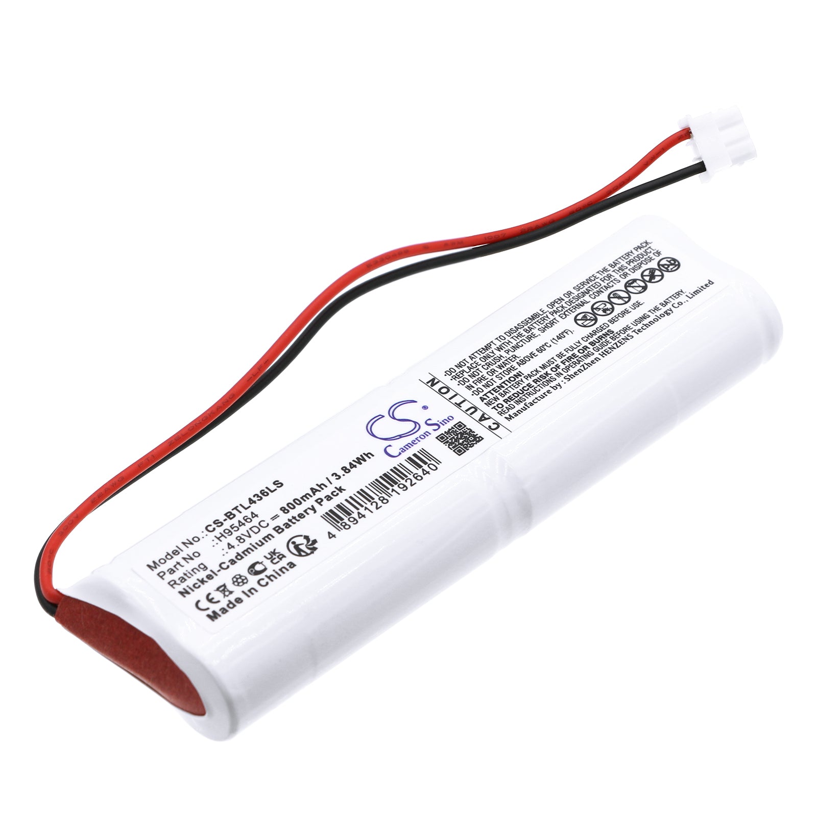 4.8V 800mAh Ni-CD Replacement Battery Pack for Bticino L4368/1 Emergency Light (100x28.6x14.3mm)

