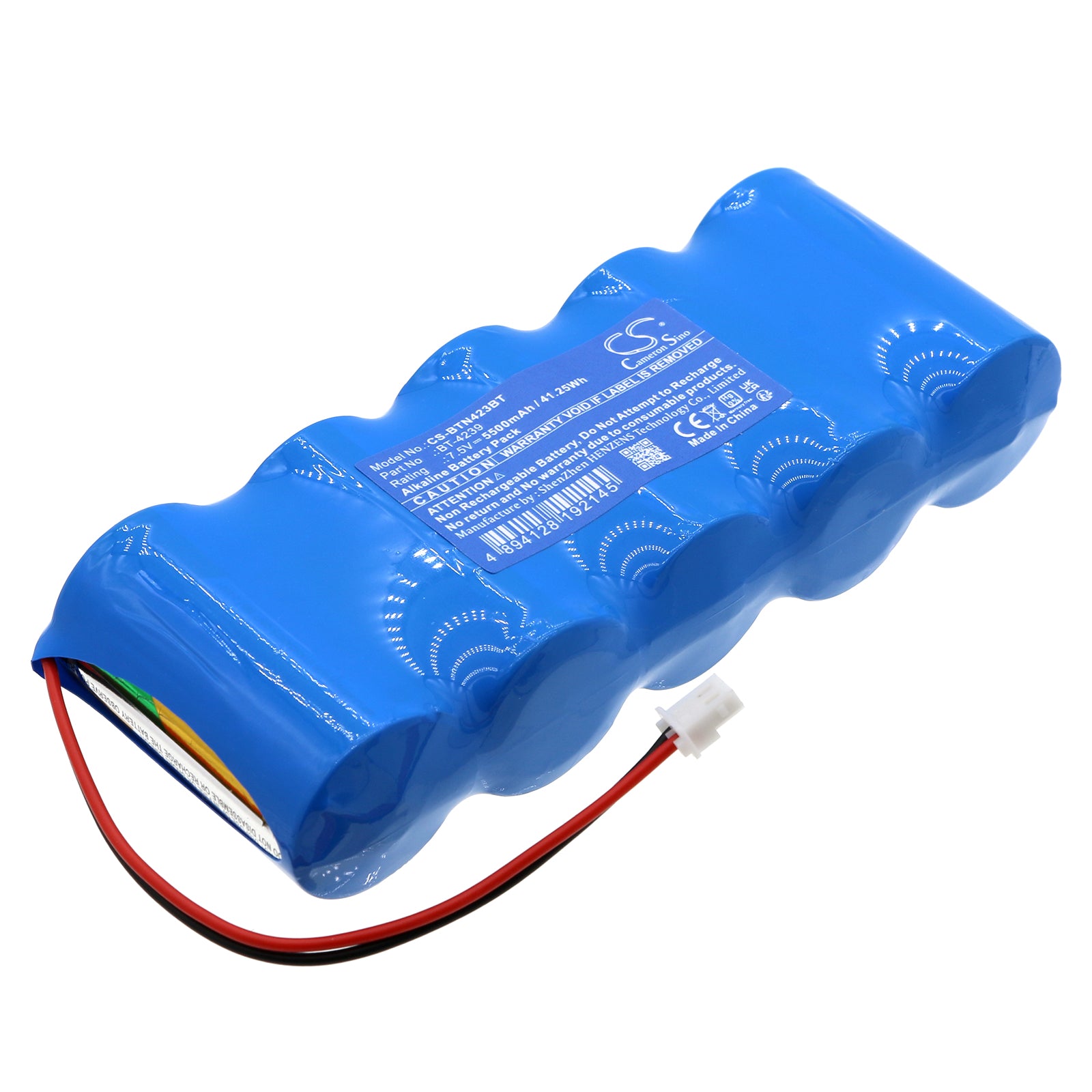 7.5V 5500mAh Replacement Battery for Bticino 4239 Alarm System - BT-4239, KIS7207580 - 128x52x25.6mm Alkaline
