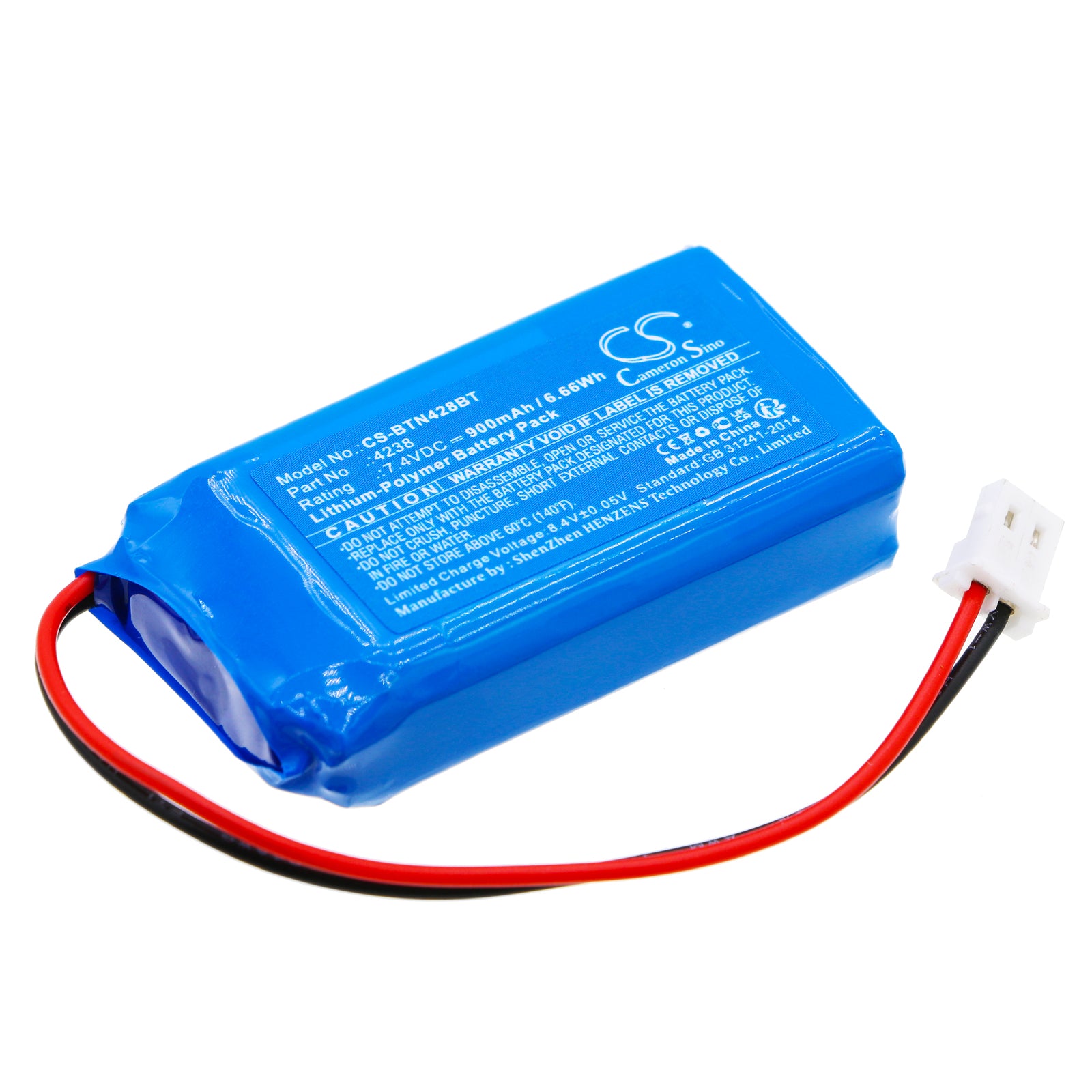 7.4V 900mAh Li-Polymer Battery - Bticino 4216, 4280, 4238 Alarm System Replacement (50.10x28x13mm)

