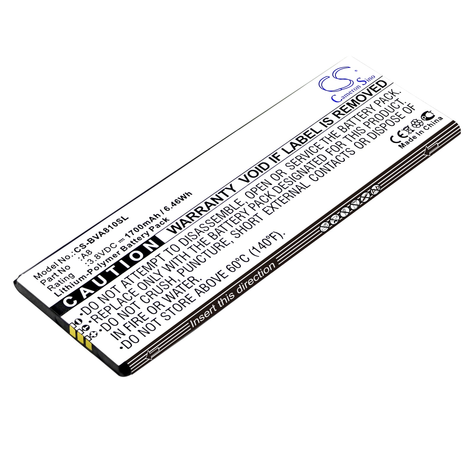 Blackview A8 Smartphone Battery: 1700mAh, 3.8V Li-Polymer Replacement - Enhanced Mobile Power
