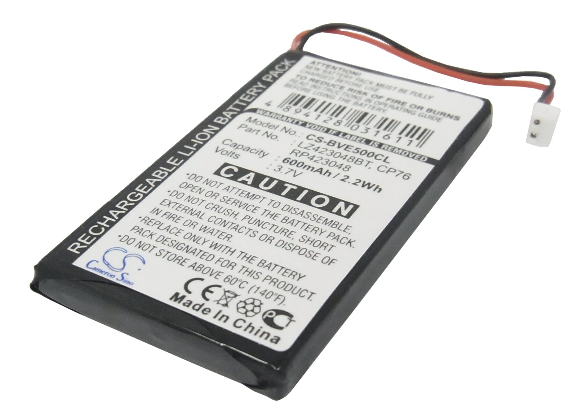 BTI Verve 500 Cordless Phone Battery: 600mAh, 3.7V Li-ion Replacement - 50x30.5x4.2mm
