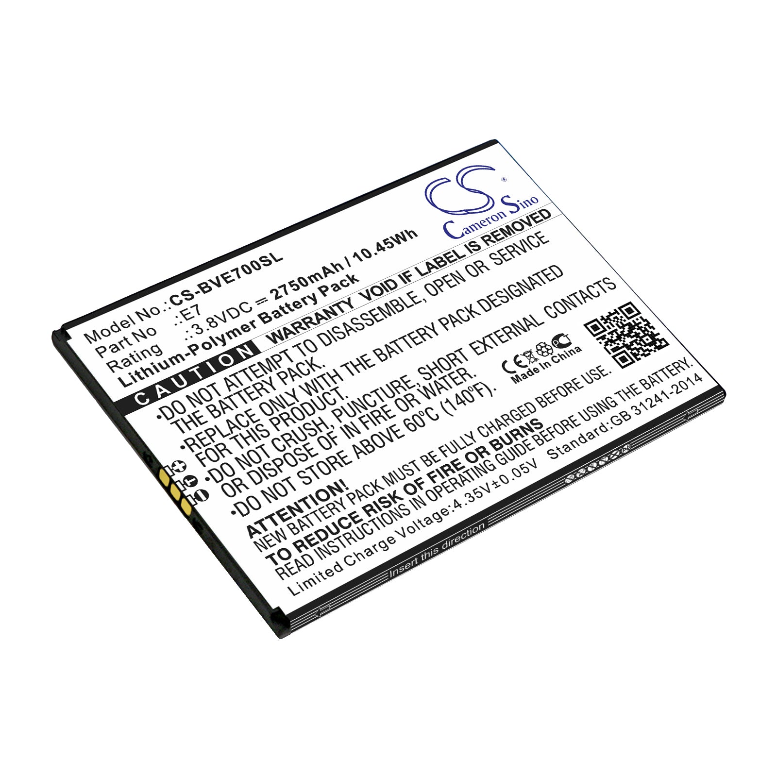 Blackview E7 Replacement Battery - 2750mAh, 3.8V Li-Polymer - Phone Power Solution
