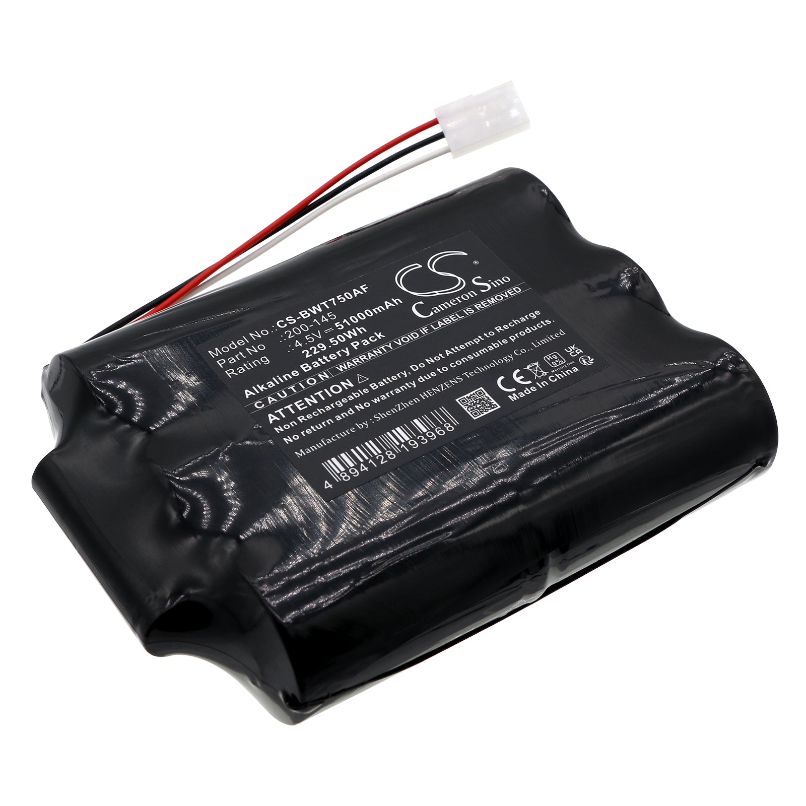51000mAh Alkaline Battery - Bay West 750TFWR, 800 Wave, TFT, TFWR Auto Flushers (4.5V, 136x100x34mm)
