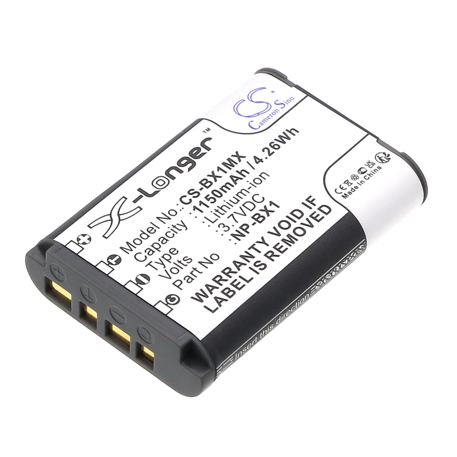 NP-BX1 1150mAh Replacement Battery for Sony Cyber-shot, HDR Action Cam - 3.7V Li-ion
