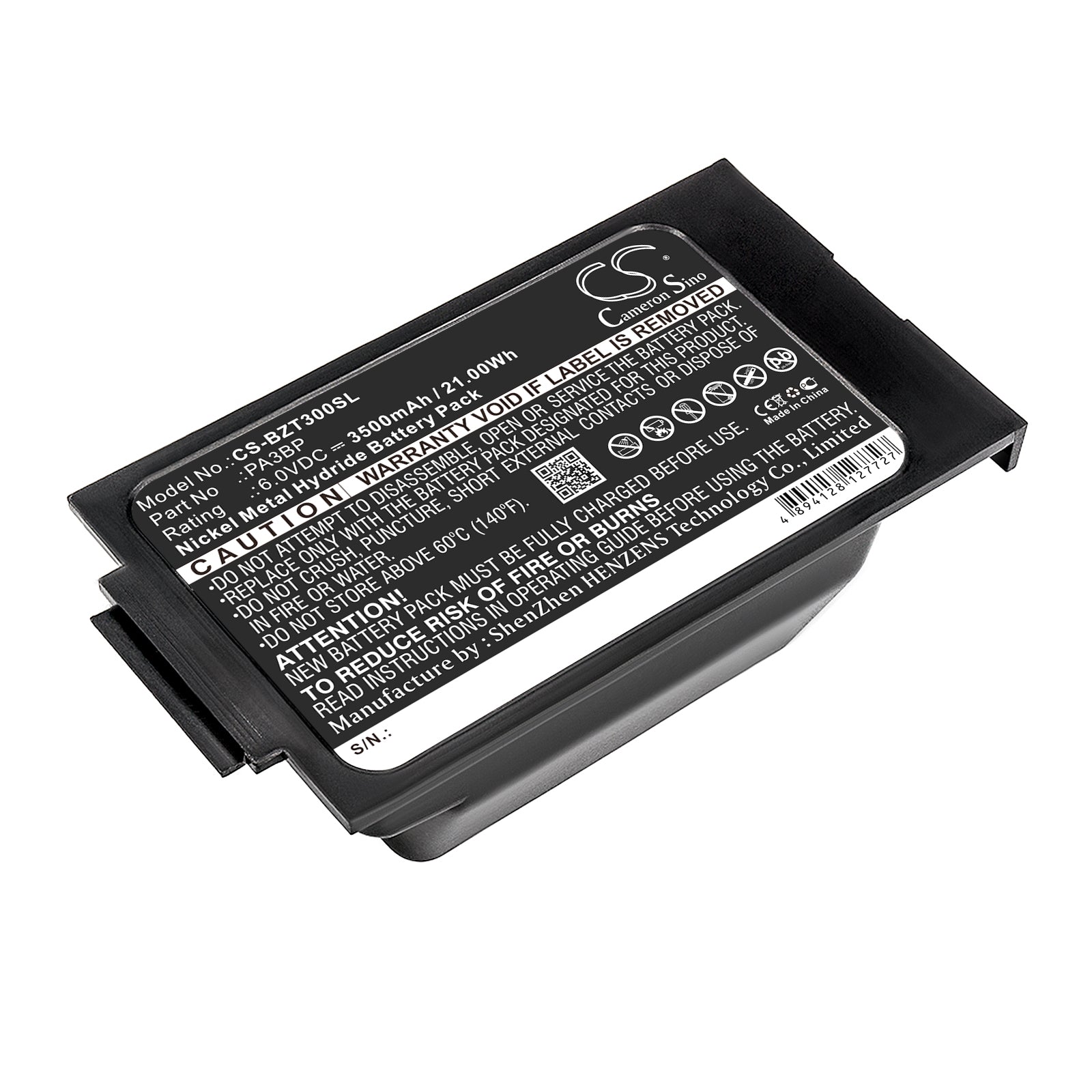 Bullard PA30 PAPR Replacement Battery - 6V 21Wh 3500mAh, Tri-Filter Compatible, 127x67x47mm
