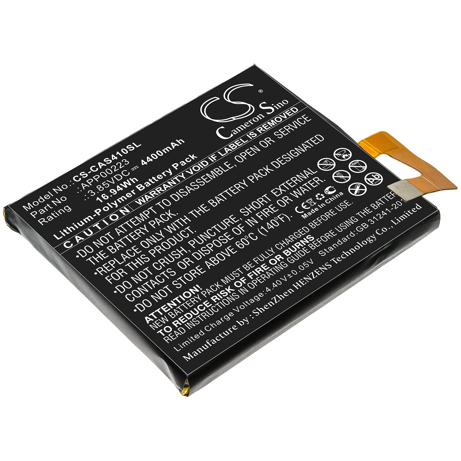 4400mAh Replacement Battery for CAT S41 Smartphone - Extended Life, 3.85V Li-Polymer Power Cell
