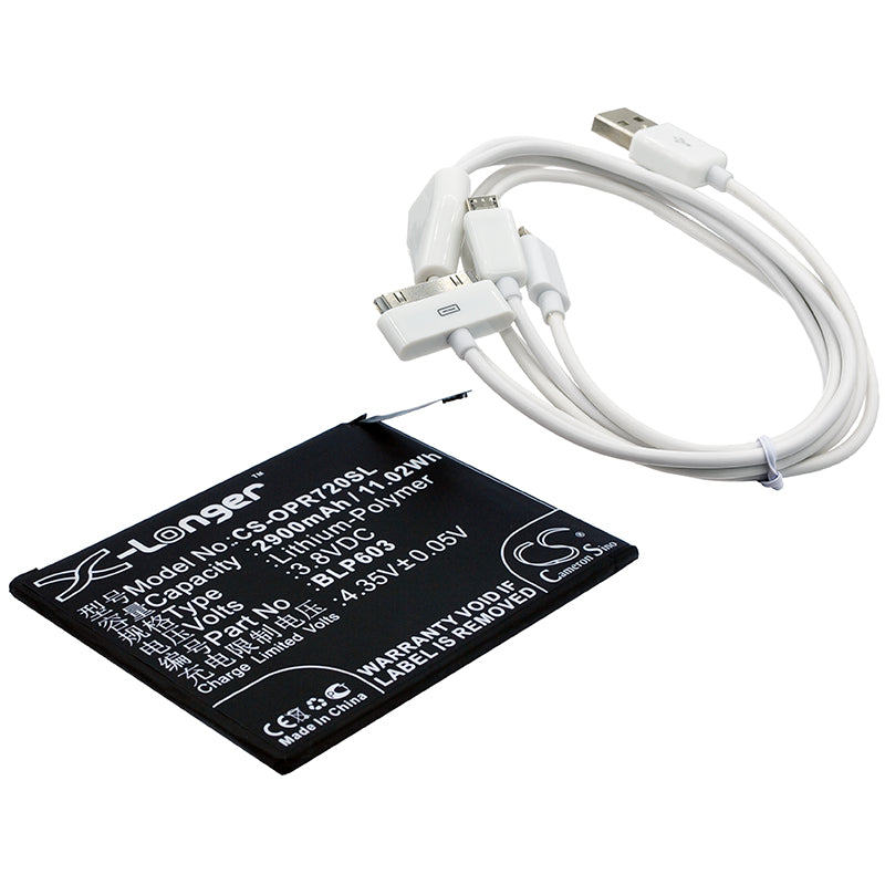 OPPO R7S Cosmetic Mirror Replacement - BLP603 Battery Cover Included - Premium Quality, 180° Adjustable View
