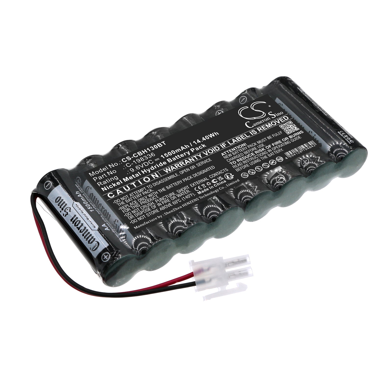 Cobham Alarm Battery Replacement: 9.6V 1500mAh Ni-MH HTO-AA1.3 Compatible Fire Alarm Systems, Emergency Backup Power
