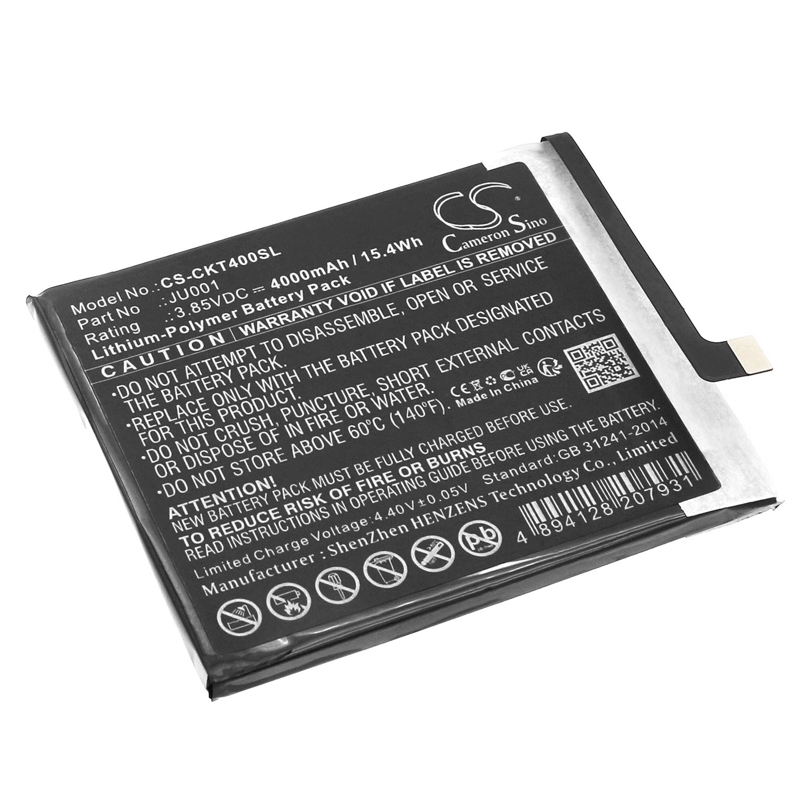 4000mAh Replacement Battery for Cricket Icon 4 & T-Mobile REVVL V 4G, JU001 Li-Polymer - Phone Battery Replacement 
