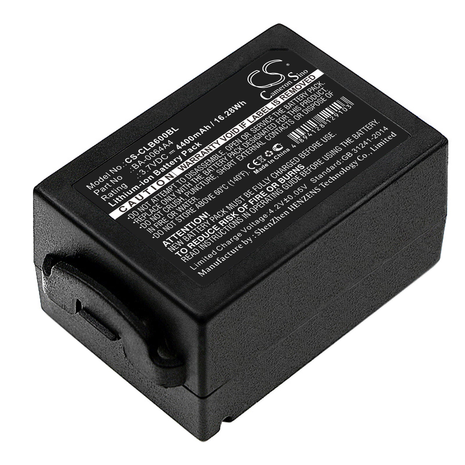 4400mAh Replacement Battery for CipherLAB CP60/CP60G Barcode Scanners - 3.7V Li-ion, Extended Run Time
