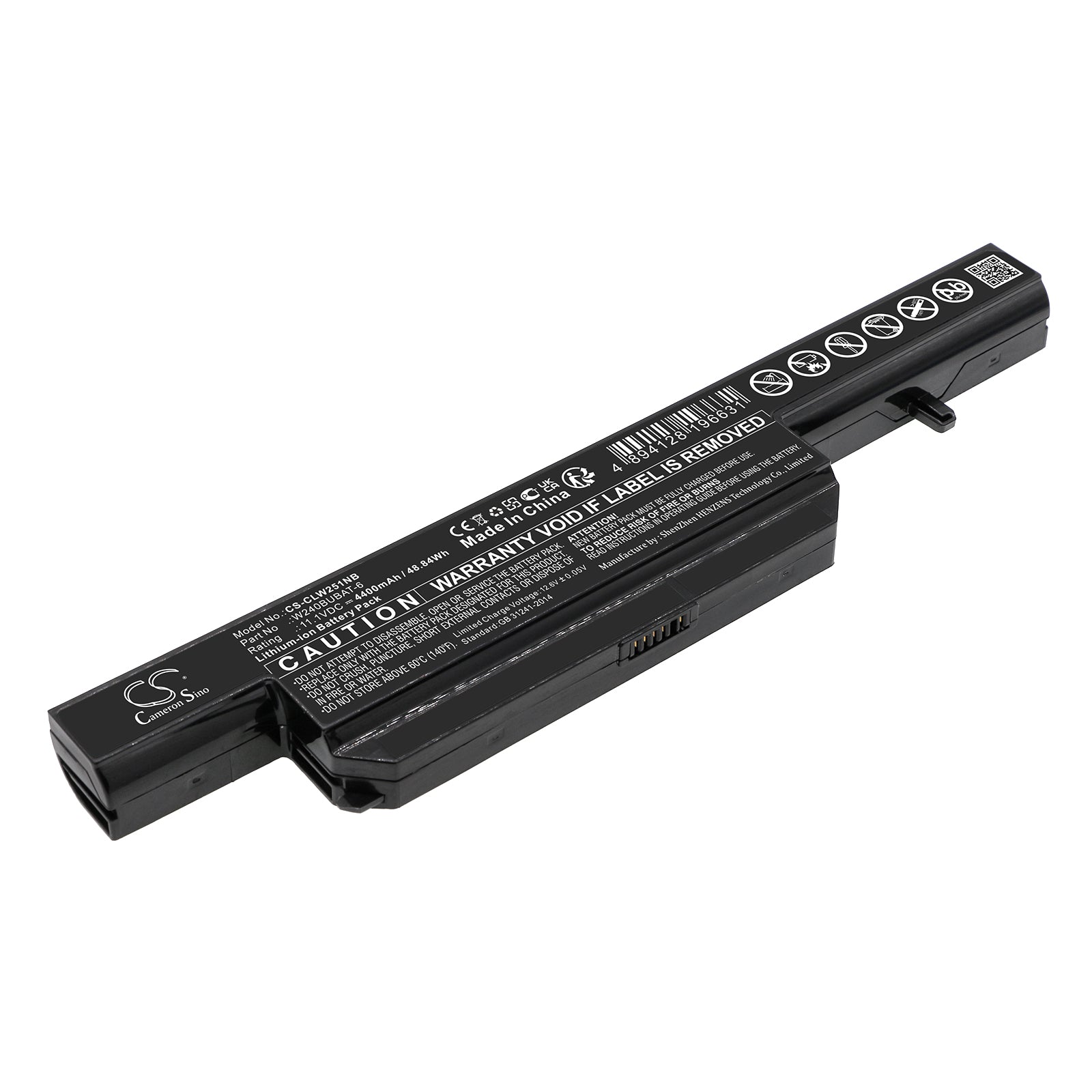 4400mAh Battery for Clevo W251EL Zoostorm 7872 Series Laptops - 11.1V Li-ion Replacement
