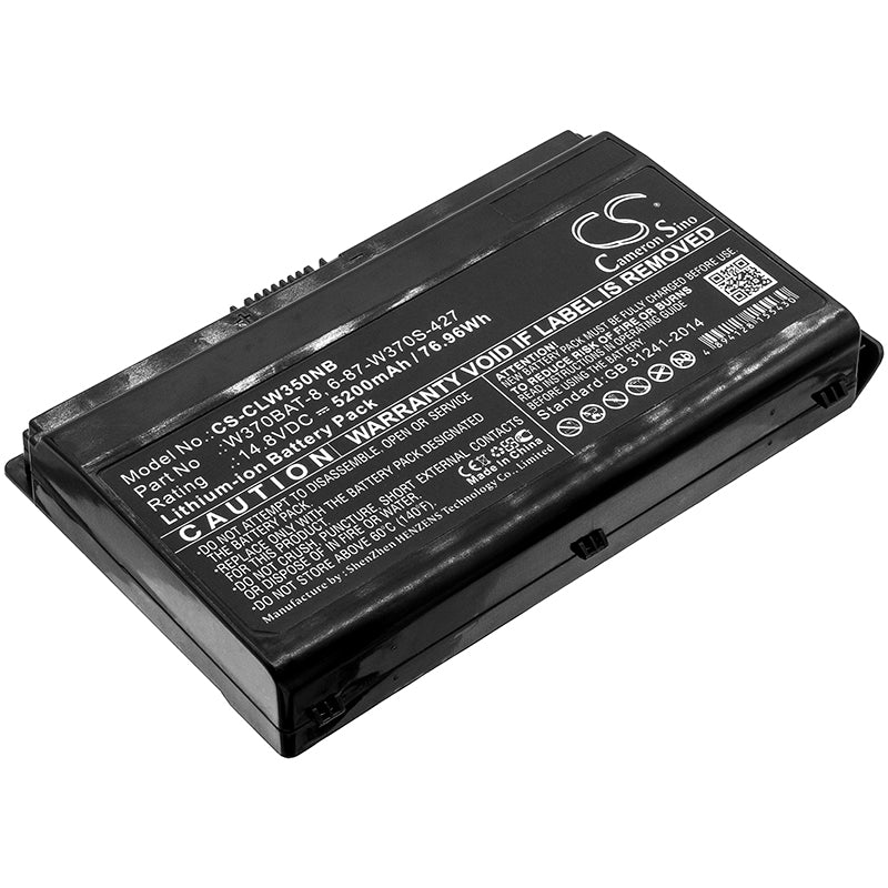 High-Capacity 5200mAh Laptop Battery for Clevo W350ST, XMG-A723, Gigabyte P27G v2, Hasee K660E-i7 - 14.8V 76.96Wh Replacement
