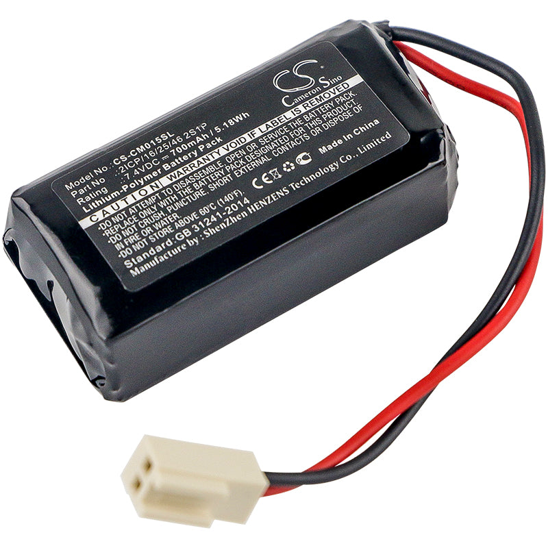 700mAh 7.4V Emergency Light Battery for Neptolux EVE B0408 Exit Signs, 5.18Wh, Custom Size: 45.62x23.3x14.8mm
