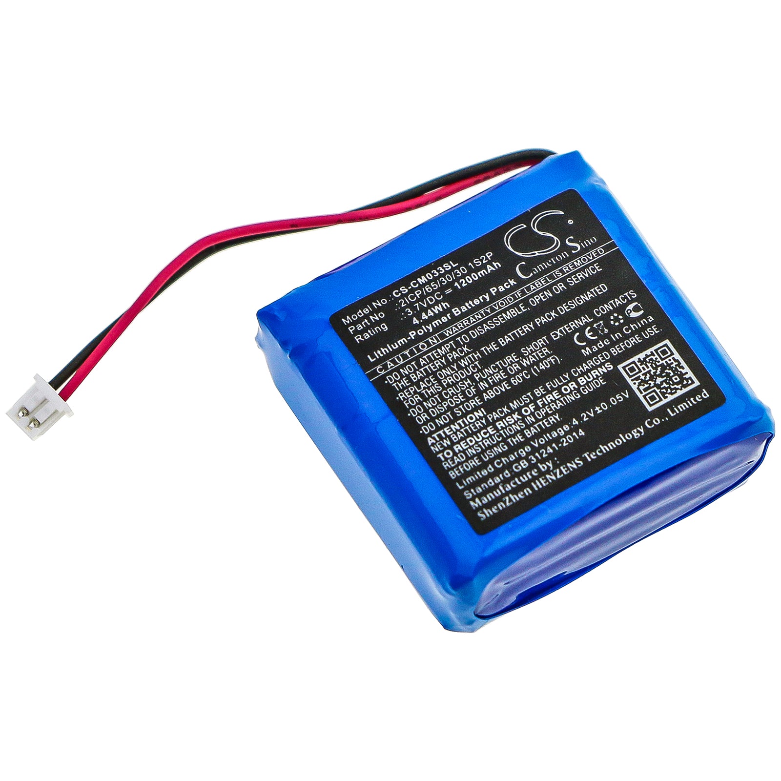 3.7V 1200mAh Li-Polymer Battery Pack - 30.8x30x13.5mm 2ICP/65/30/30 - Replacement, Portable Device, DIY Projects
