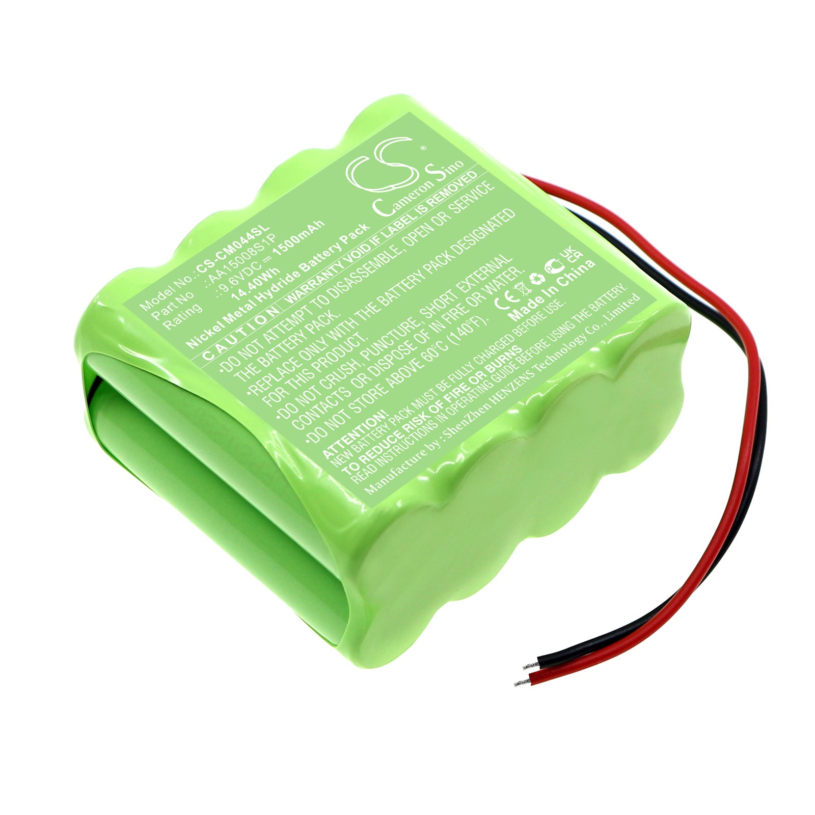 9.6V 14.4Wh Ni-MH Battery Pack for Robotics, RC Toys - AA1500 8S1P Configuration - Compact Size

