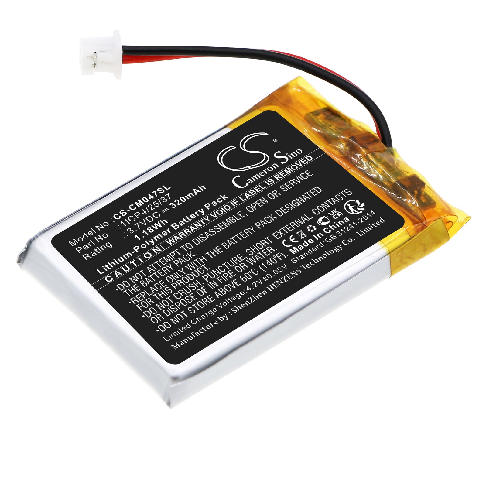 Custom 3.7V 1.18Wh Li-Polymer Battery Pack (35x22.5x4.3mm) ICP4/25/37 - 32 Pack for Specialized Electronics
