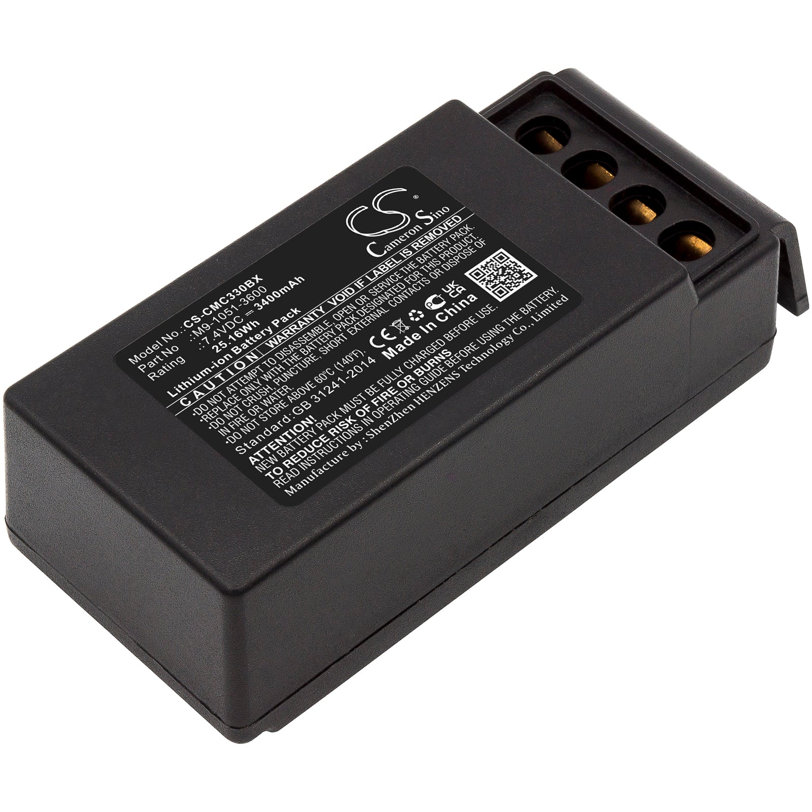 3400mAh 7.4V Li-ion Replacement Battery for Cavotec MC3300 Crane Remote - 93.6x41.5x27.5mm
