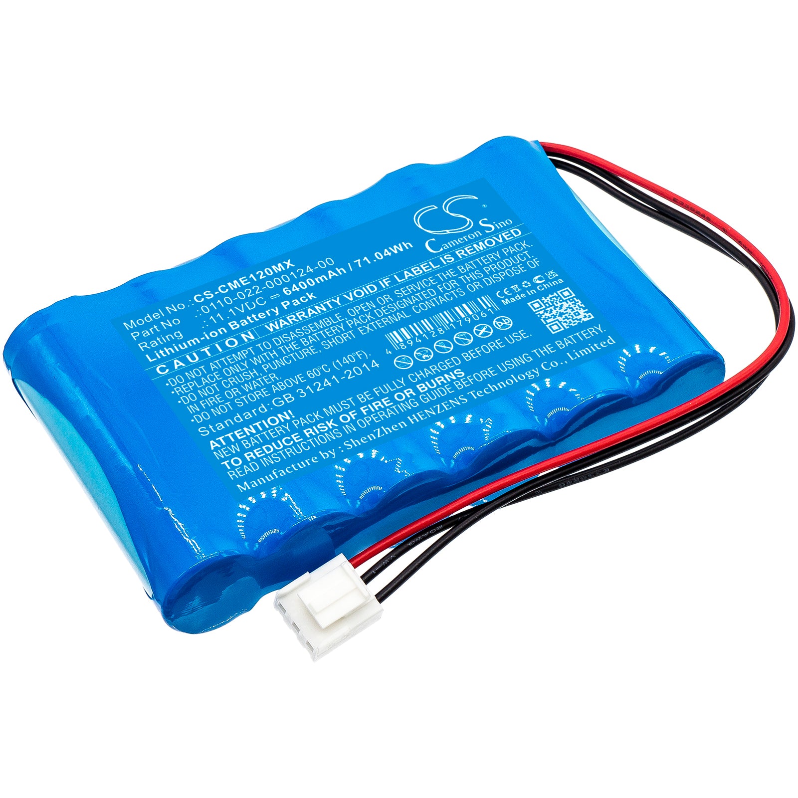 6400mAh Replacement Battery for COMEN CM-1200A ECG Monitor, 11.1V Li-ion, Medical-Grade Power
