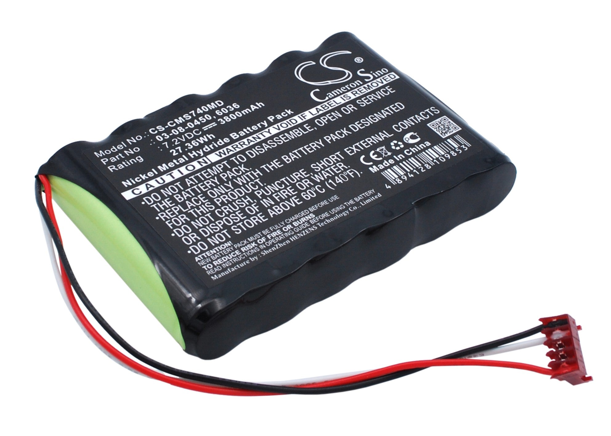 7.2V 3800mAh Ni-MH Replacement Battery for Casmed NIBP 740, 750, 940X Vital Signs Monitors
