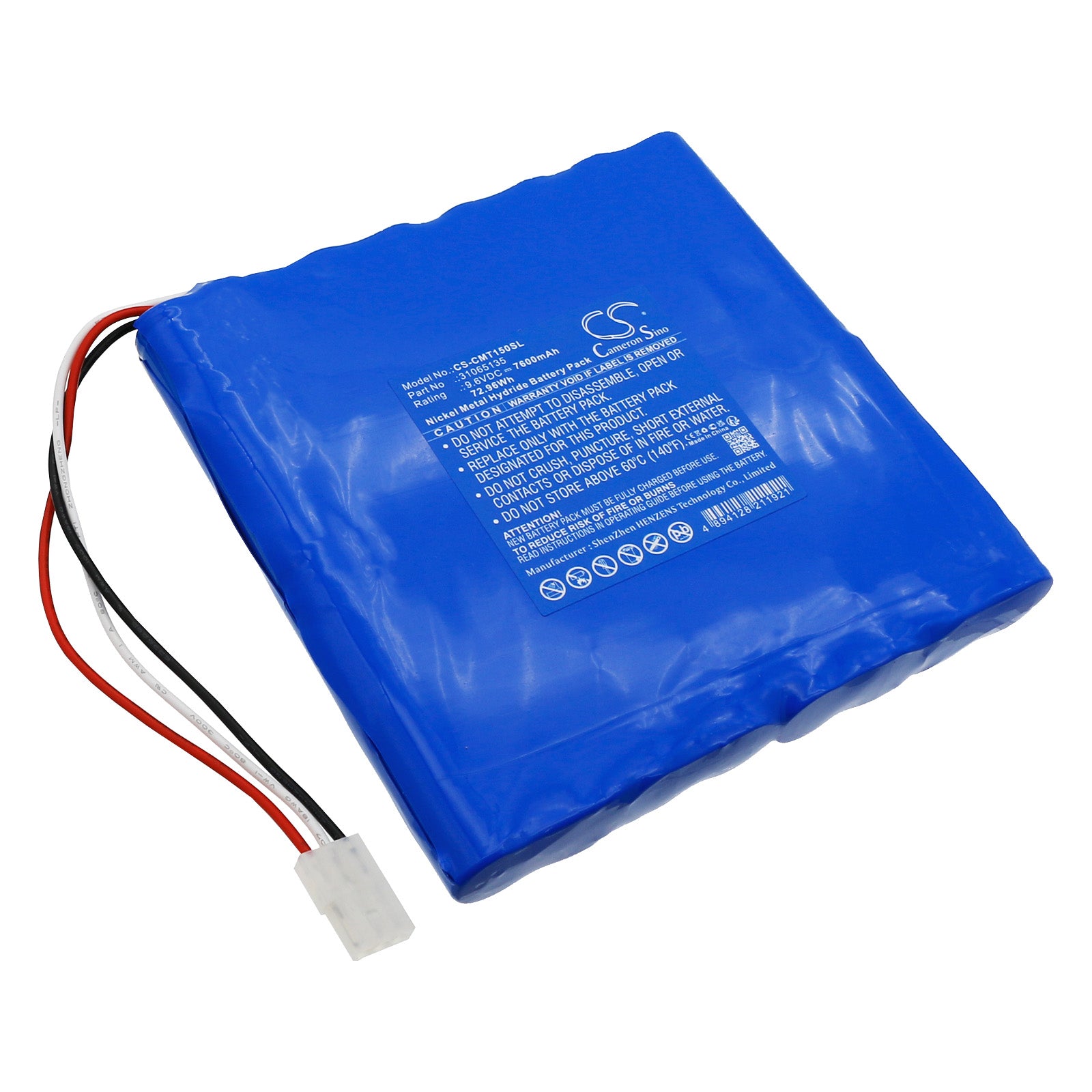 High-Capacity 9.6V 7600mAh NiMH Replacement Battery for Climet CI-150, CI-453, CI-454 Particle Counters - 31065135
