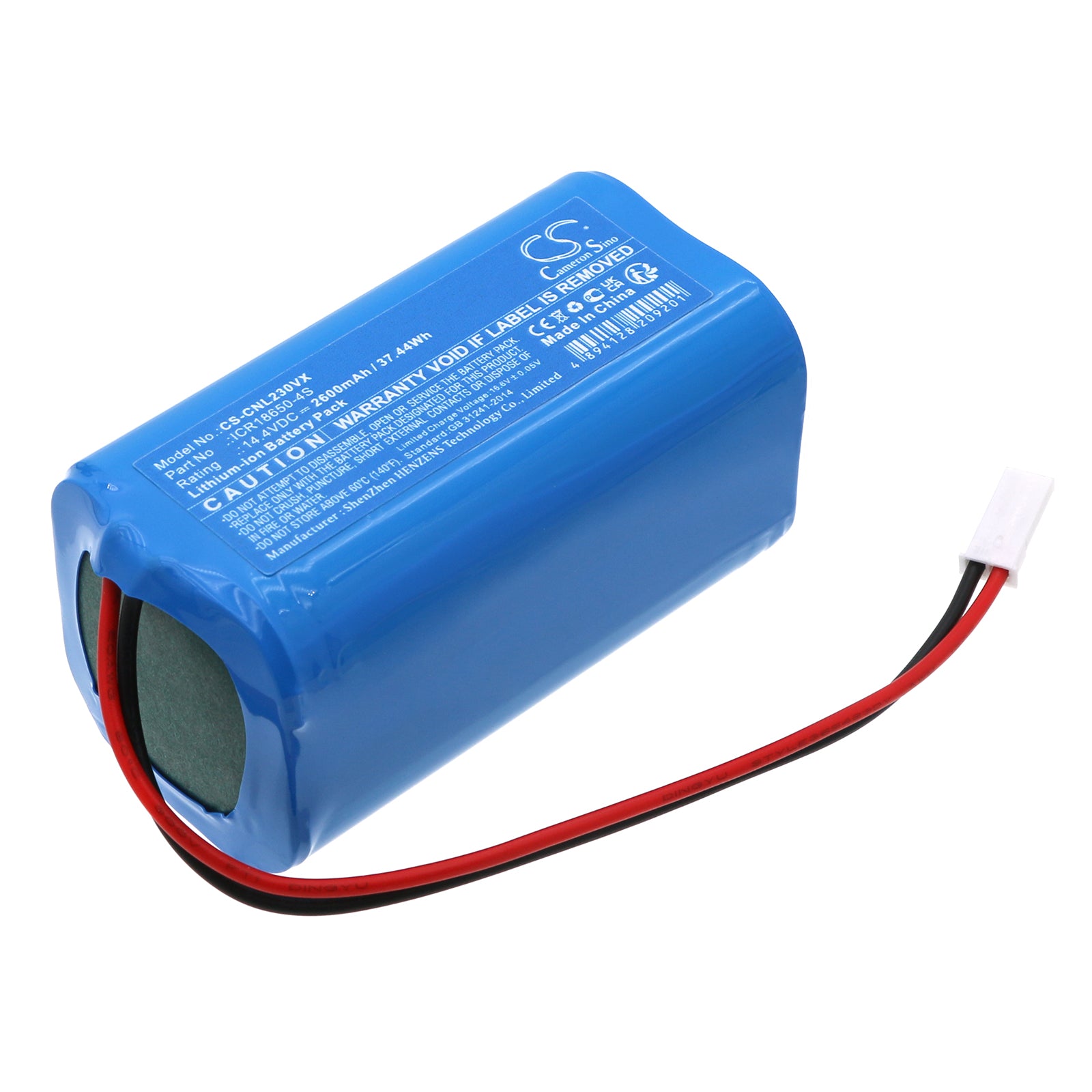 Ikohs Netbot S23 Replacement Battery, 14.4V 2600mAh Li-ion, Vacuum Cleaner Power - Compatible ICR18650-4S
