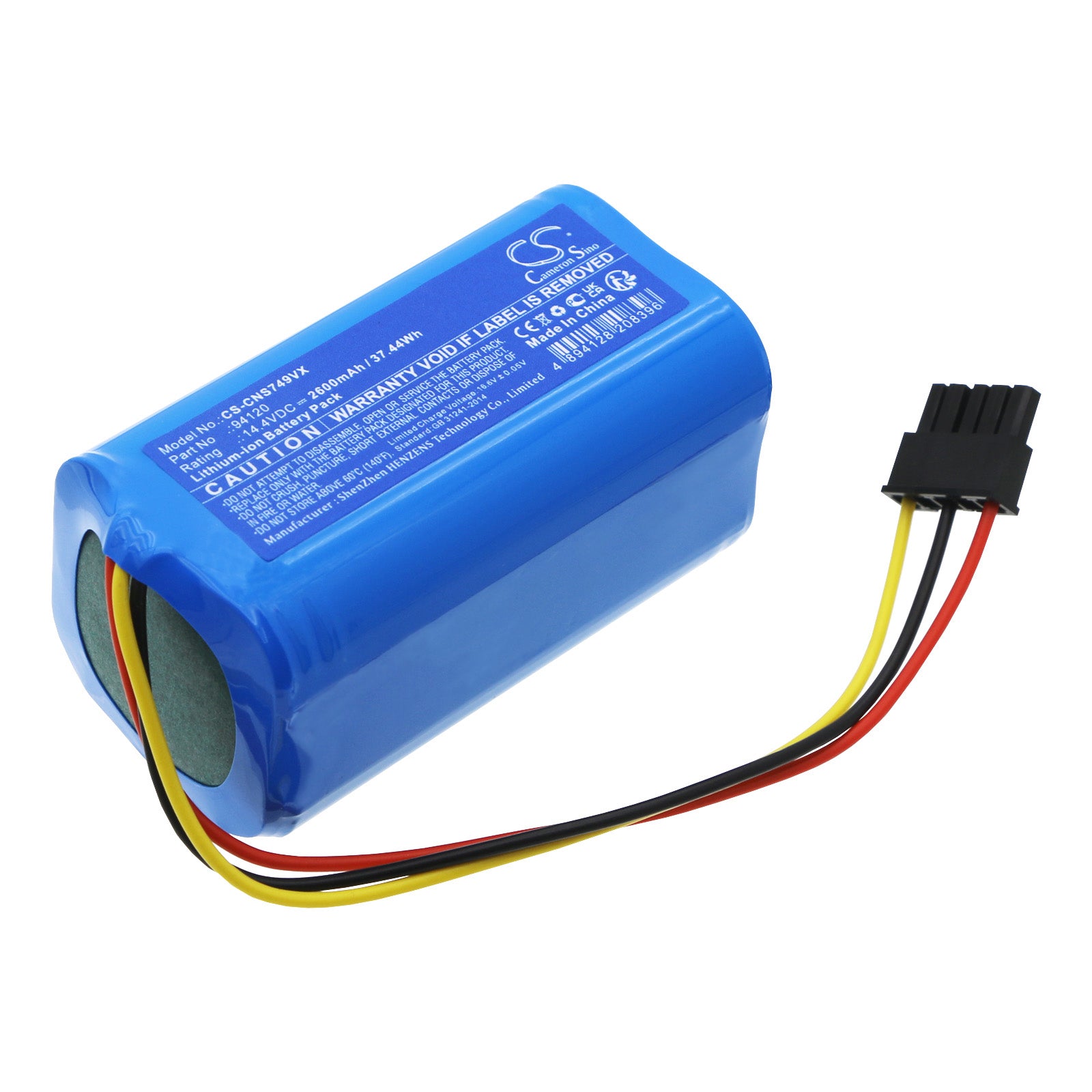 2600mAh Li-ion Replacement Battery for CECOTEC Conga 7490 Ultimate Robotic Vacuum - 14.4V, 37.44Wh

