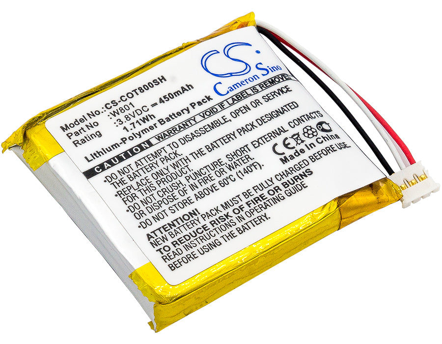 Codio K8, T8 Smartwatch Battery - 450mAh Replacement, 29.5x27.7x5mm, 3.8V Li-Polymer - Also Fits W801
