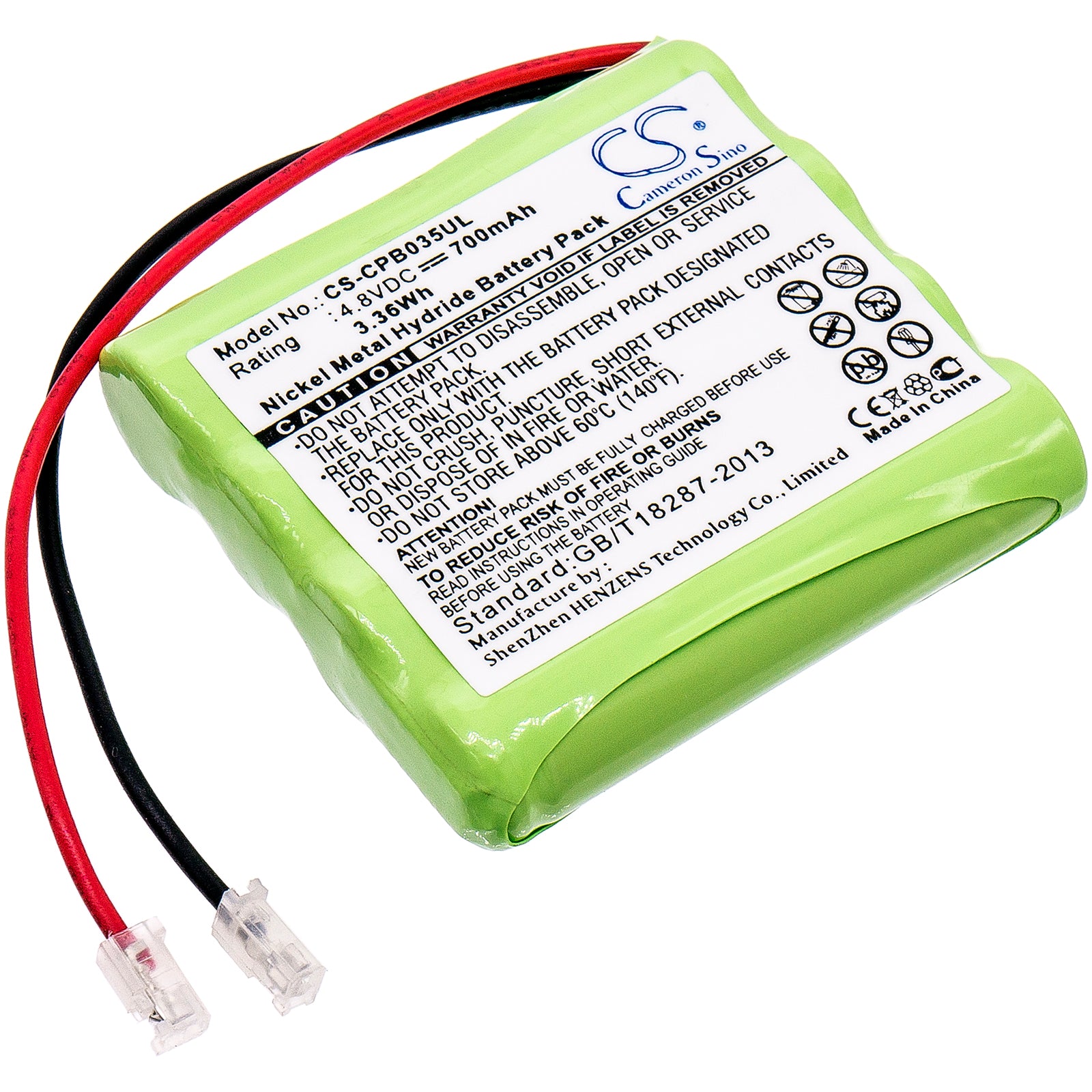 Universal AAA Cordless Phone Battery 4.8V 700mAh Ni-MH Replacement Pack, 45.4x41.3x10.5mm - Reliable Power Solution
