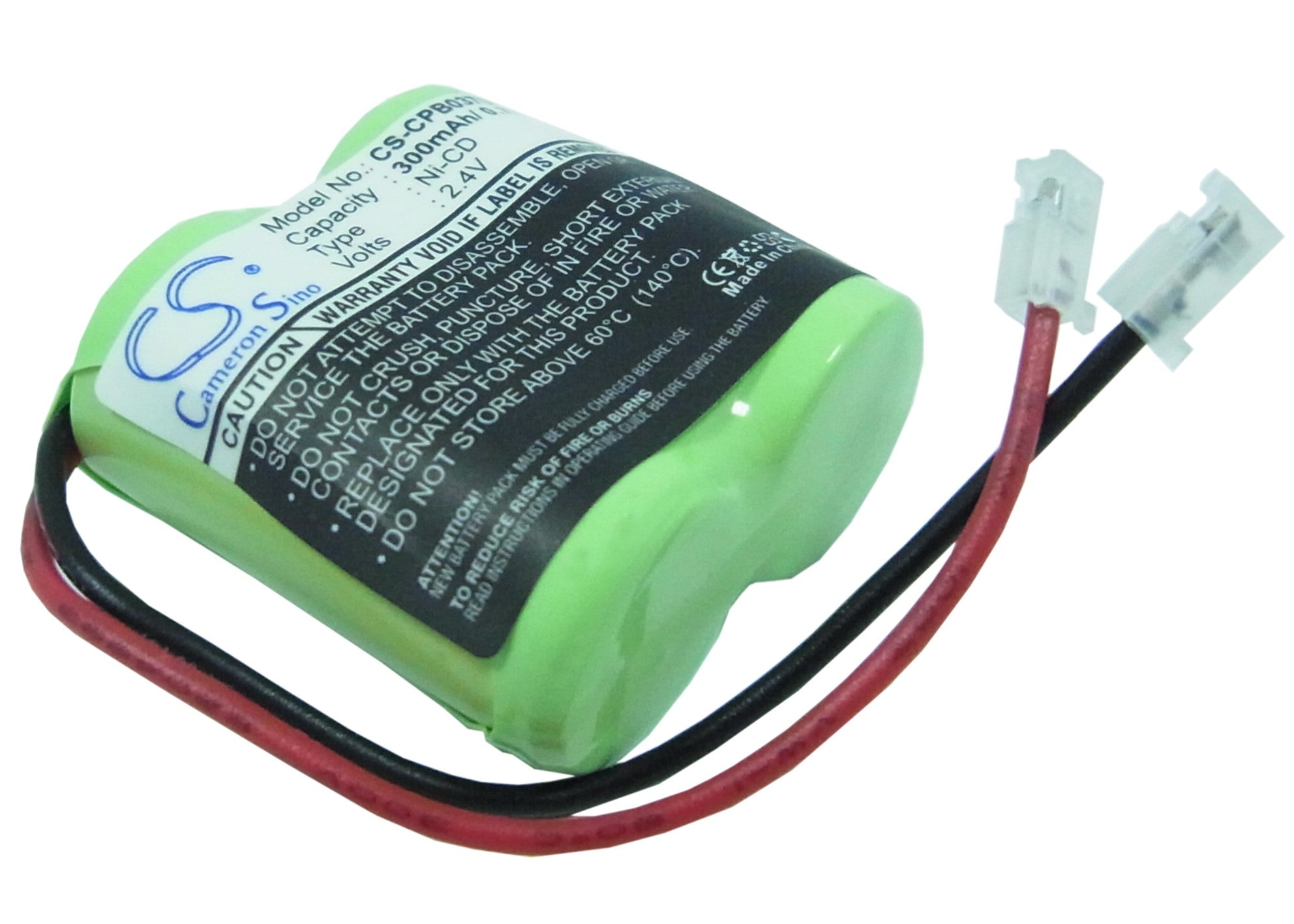 Universal 2.4V 300mAh Ni-CD Cordless Phone Battery - 2/3AA x 2 Configuration Replacement
