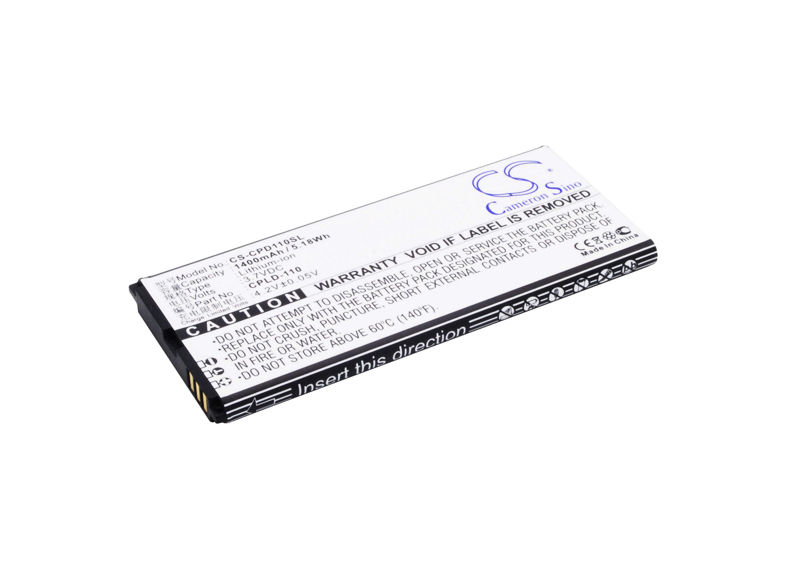 1400mAh Battery Replacement for Coolpad 8076D, 5217, 8076, 7060 Smartphones - 3.7V Li-ion CPLD-110, Reliable Power
